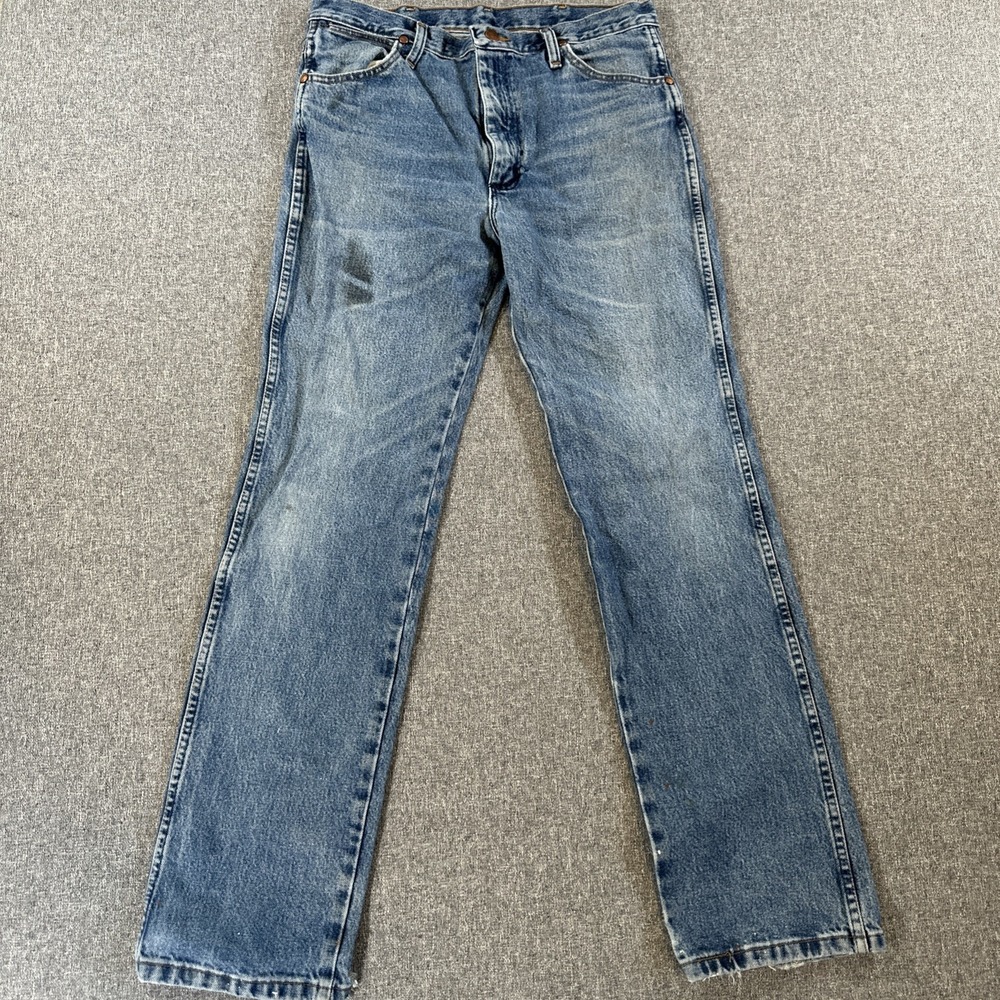 Wrangler Vintage Denim Jeans Mens 32x32 Made In Mexico 100% Cotton Distressed